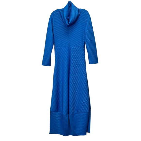 NWT Heydari Blue Textured Knit Stripe Cowl Neck Long Sleeve Dress Size L - Picture 10 of 12